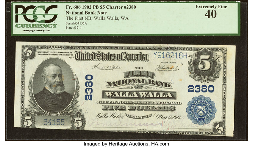 1902 $5  3rd Charter Period, 3rd Issue, Plain Back (Fr. 606) thumbnail 2