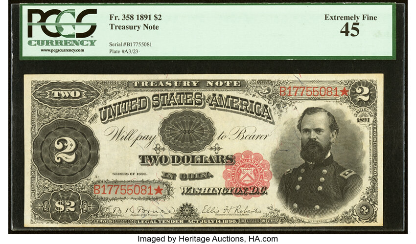 1891 $2  (Fr. 358) thumbnail 3