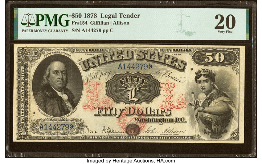 1878 $50  (Fr. 154) thumbnail 2