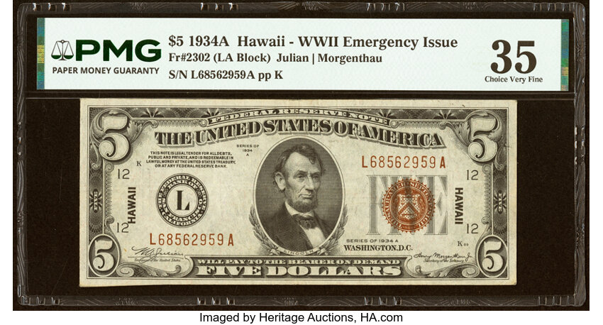 1934 $5  Hawaiian, Mule, Star Replacement (Fr. 2301m*) thumbnail 20