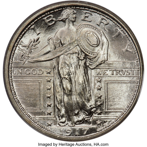 1917-D 25c Type 1 MS FH thumbnail 3