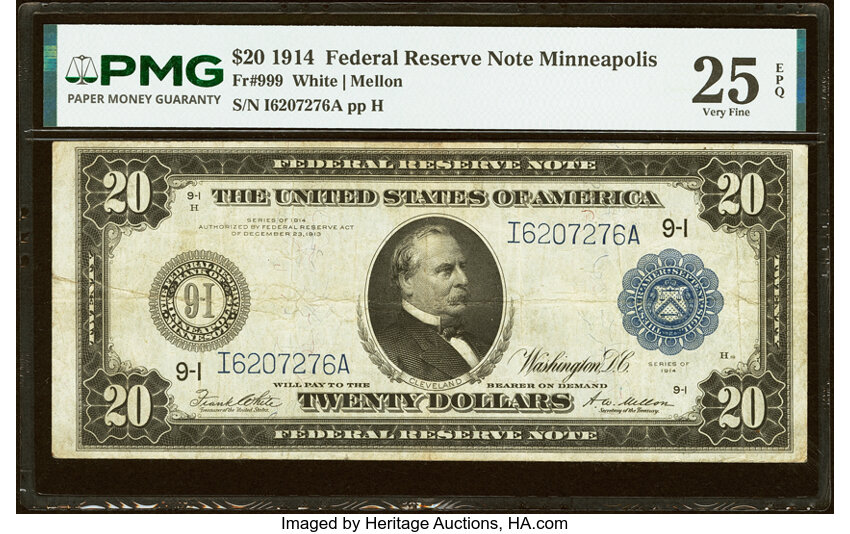 1914 $20  Blue Seal, Minneapolis (Fr. 999) thumbnail 3