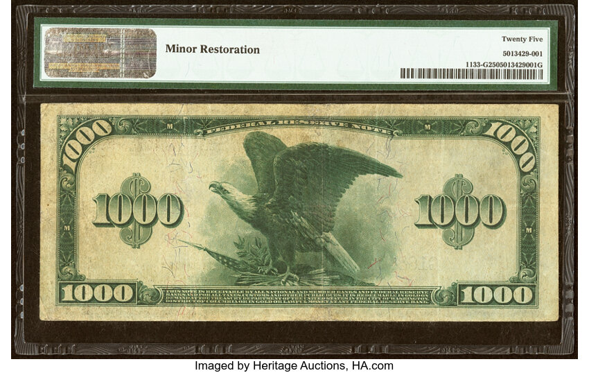 1918 $1,000  Blue Seal, Chicago (Fr. 1133-G) thumbnail 4