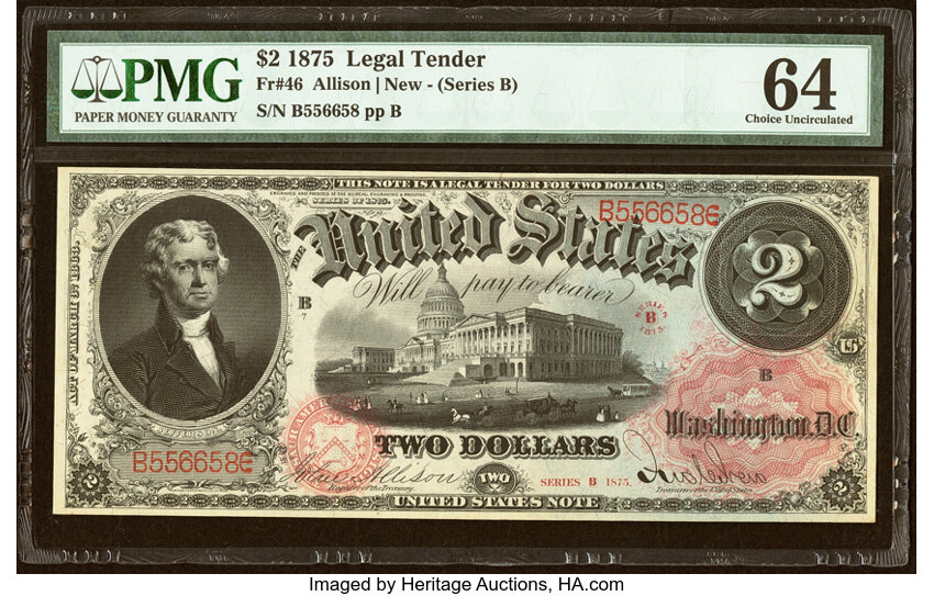 1875 $2  (Fr. 46) thumbnail 2