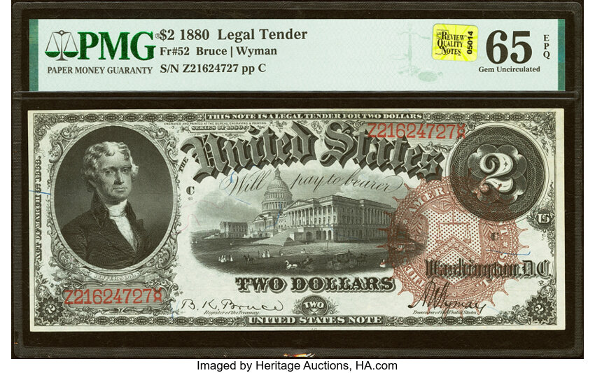 1880 $2  (Fr. 52) thumbnail 2