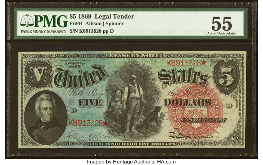 1869 $5  (Fr. 64) thumbnail 5