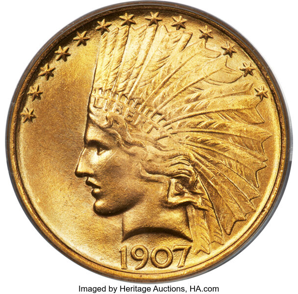 1907 $10  No Motto MS thumbnail 3