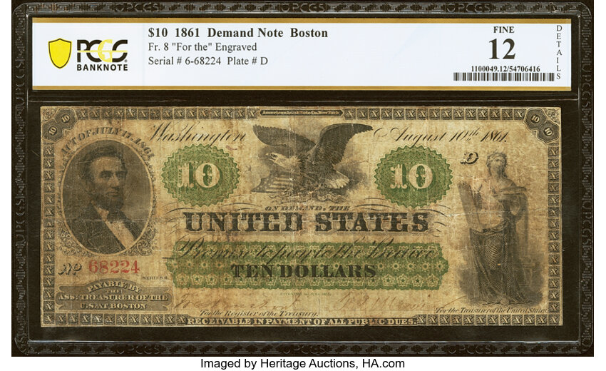 1861 $10  (Fr. 8a) thumbnail 3