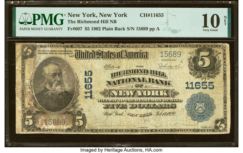 1902 $5  3rd Charter Period, 3rd Issue, Plain Back (Fr. 607) thumbnail 2
