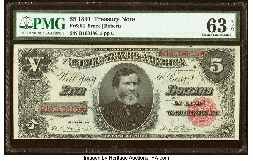 1891 $5  (Fr. 364) thumbnail 2