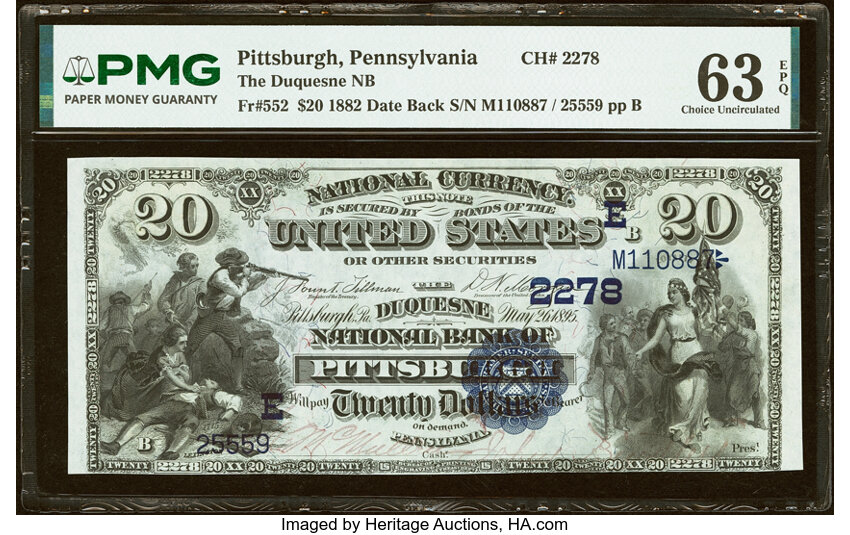 1882 $20  2nd Charter Period, 2nd Issue, Date Back (Fr. 552) thumbnail 2