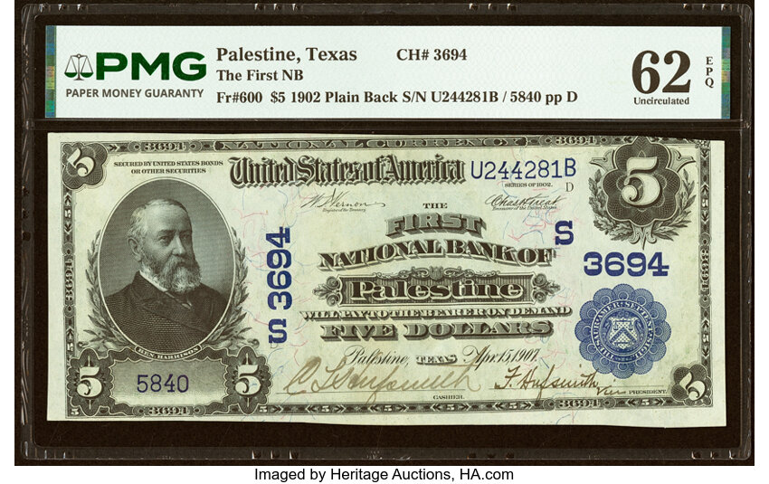 1902 $5  3rd Charter Period, 3rd Issue, Plain Back (Fr. 600) thumbnail 2