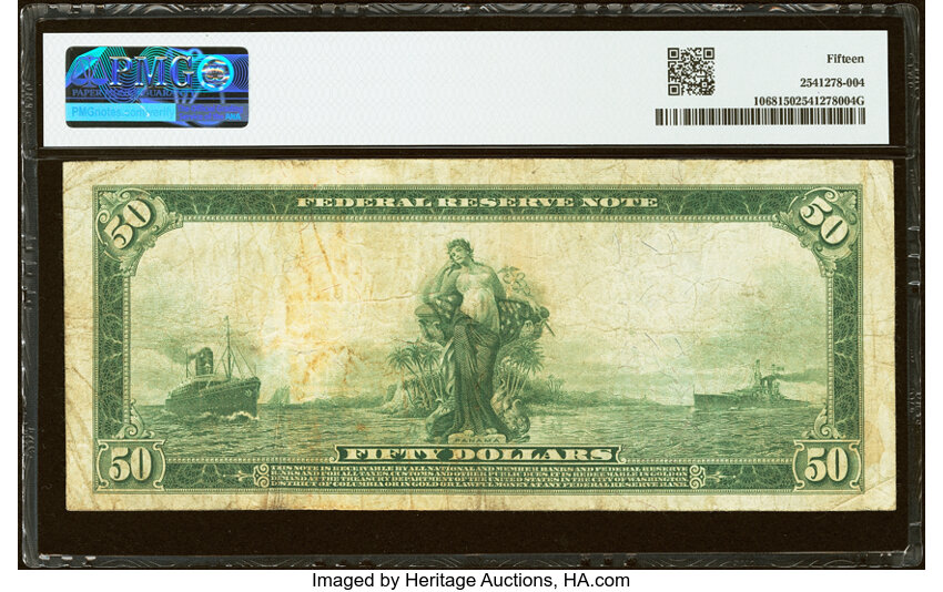1914 $50  Blue Seal, San Francisco (Fr. 1068) thumbnail 6