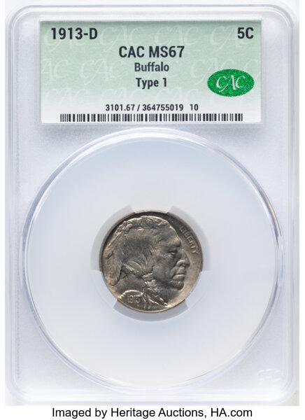 1913-D 5c Buffalo, Type 1 MS thumbnail 4