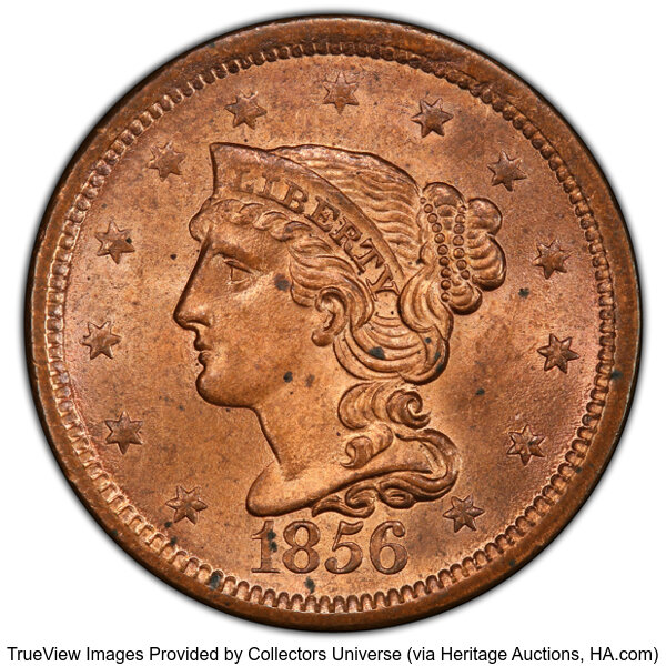 1856 1c Slanted 5, N-14 MS RD thumbnail 2