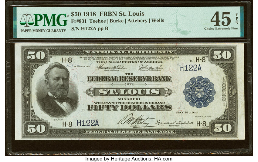 1918 $50  St. Louis (Fr. 831) thumbnail 3