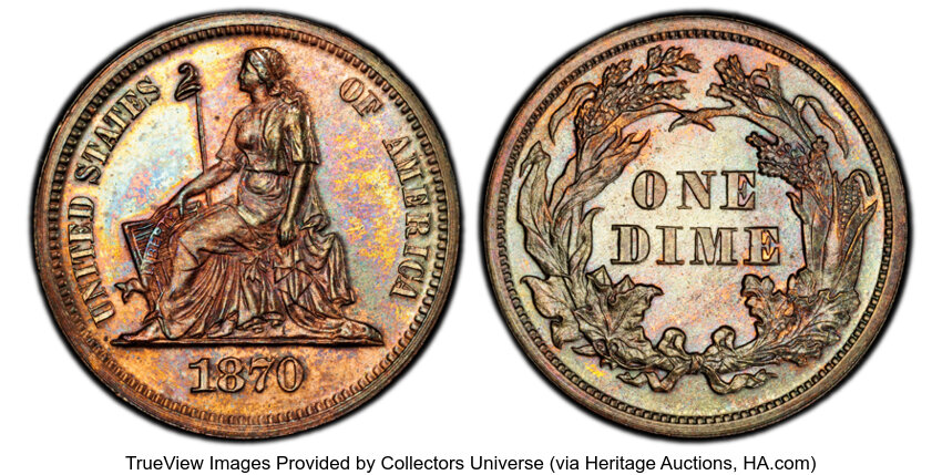 1870 P10c Copper, J-834 PR RB thumbnail 2
