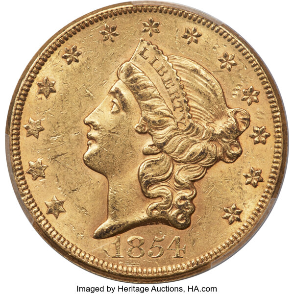 1854 $20  Large Date MS thumbnail 2