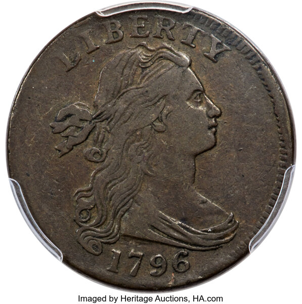 1796 1c Draped Bust, Reverse of 1795, S-97  MS BN thumbnail 2