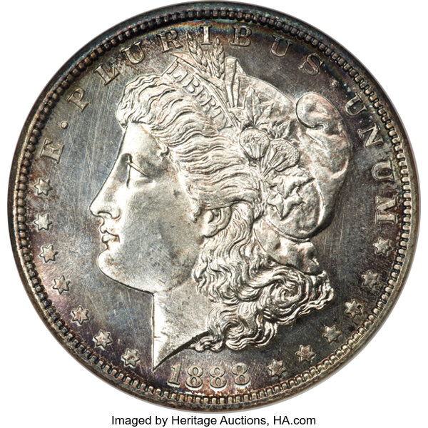 1888-S $1  Monster Gouged Eagle, VAM-13  MS thumbnail 2
