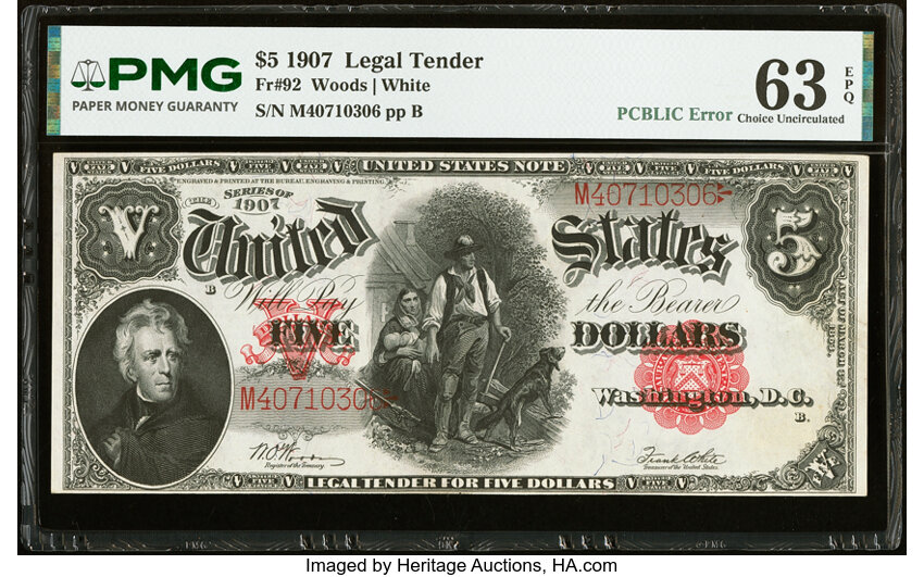 1907 $5  (Fr. 92) thumbnail 3