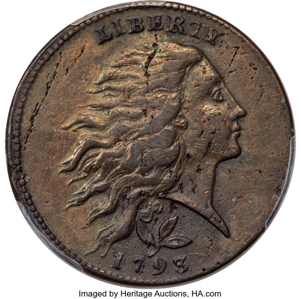 1793 1c Wreath, Vine/Bars, S-6  MS BN thumbnail 2