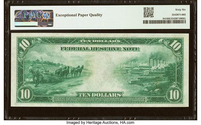 1914 $10  Blue Seal, Kansas City (Fr. 941) thumbnail 3