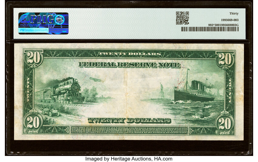 1914 $20  Blue Seal, St. Louis, Star Replacement (Fr. 993*) thumbnail 2