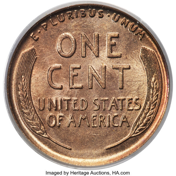 Lincoln Cent 1c Wheat Reverse, 1909-1958 MS RB [Type] MS65 RB thumbnail 2