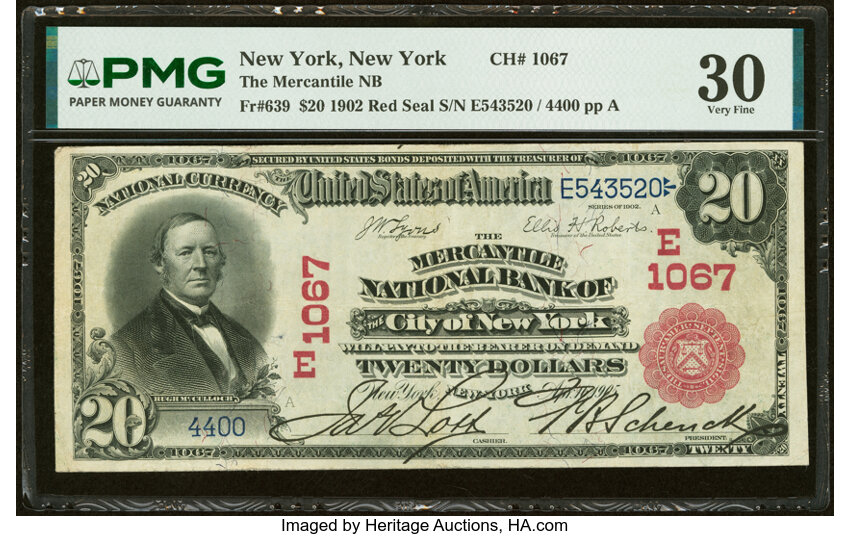 1902 $20  3rd Charter Period, 1st Issue, Red Seal (Fr. 639) thumbnail 2