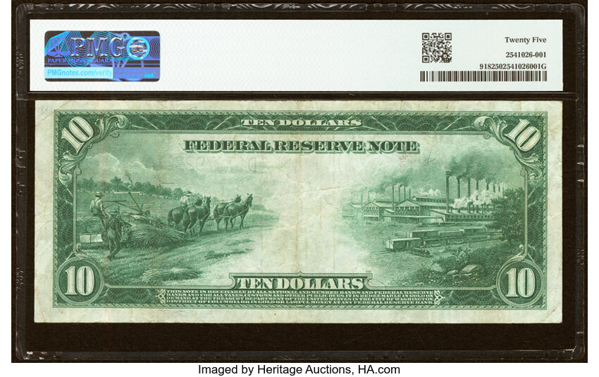 1914 $10  Blue Seal, Cleveland (Fr. 918) thumbnail 3