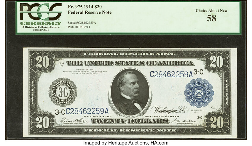 1914 $20  Blue Seal, Philadelphia (Fr. 975) thumbnail 2