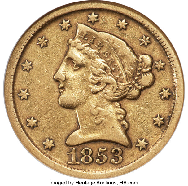 1853-D $5  MS thumbnail 4