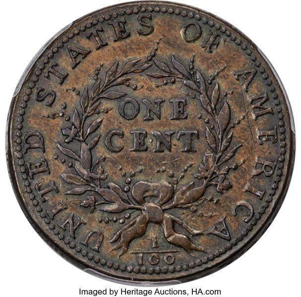 1793 1c Wreath, Vine/Bars, S-6  MS BN thumbnail 7