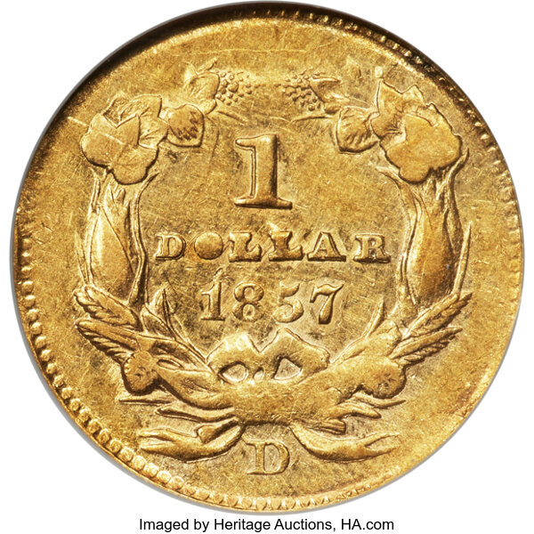 1857-D G$1 MS thumbnail 14