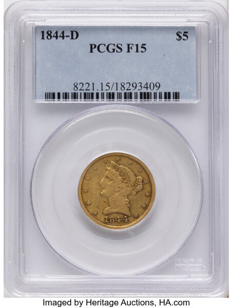 1844-D $5  MS thumbnail 3
