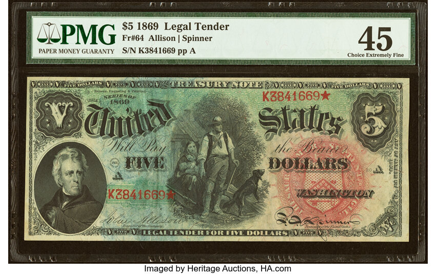1869 $5  (Fr. 64) thumbnail 3