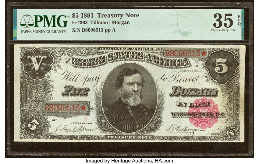1891 $5  (Fr. 363) thumbnail 2