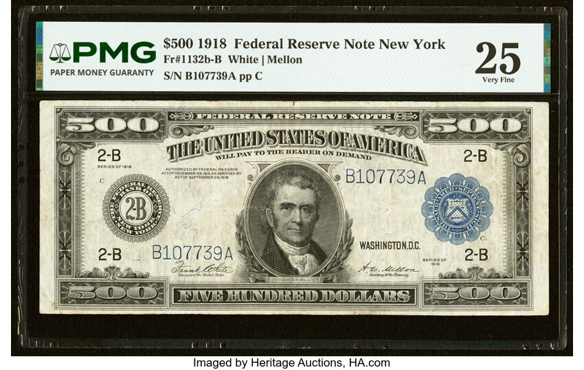 Image for 1918 $500  Blue Seal, New York (Fr. 1132b-B)