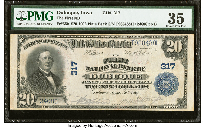 1902 $20  3rd Charter Period, 3rd Issue, Plain Back (Fr. 650) thumbnail 3