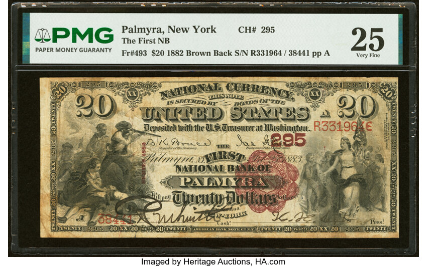 1882 $20  2nd Charter Period, 1st Issue, Brown Back (Fr. 493) thumbnail 2