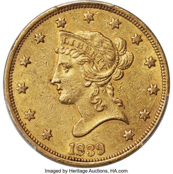 1839/8 $10  Type of 1838, Large Letters MS thumbnail 3