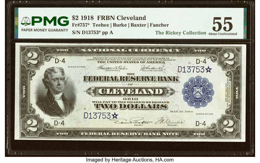 Image for 1918 $2  Cleveland, Star Replacement (Fr. 757*)