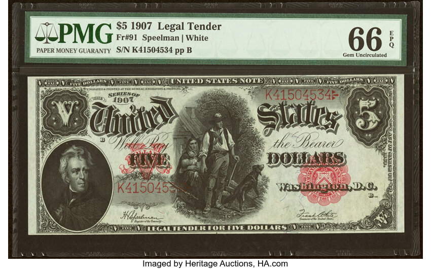 1907 $5  Mule (Fr. 91m) thumbnail 6