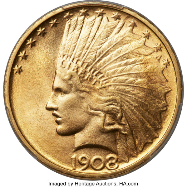 1908-D $10  No Motto MS thumbnail 3