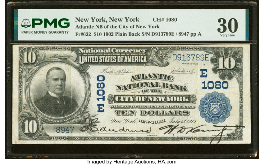 1902 $10  3rd Charter Period, 3rd Issue, Plain Back (Fr. 632) thumbnail 3
