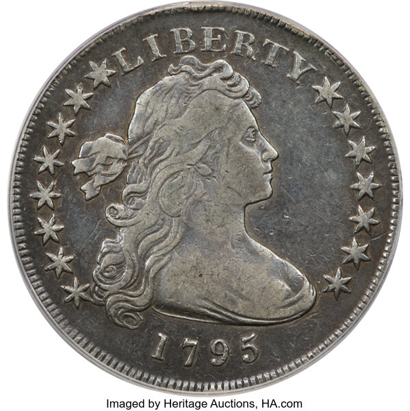1795 $1  Draped Bust, Off-Center Bust, B-14, BB-51 MS thumbnail 2