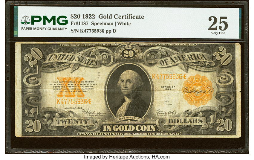 1922 $20  (Fr. 1187) thumbnail 2