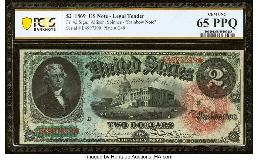 1869 $2  (Fr. 42) thumbnail 2