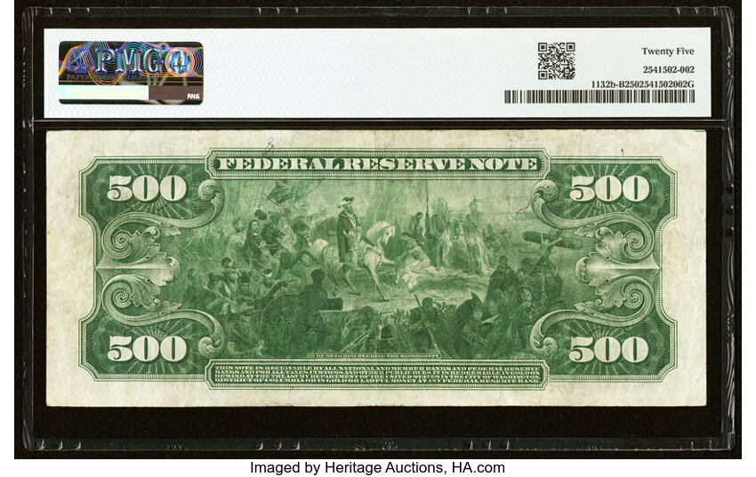 1918 $500  Blue Seal, New York (Fr. 1132b-B) thumbnail 2